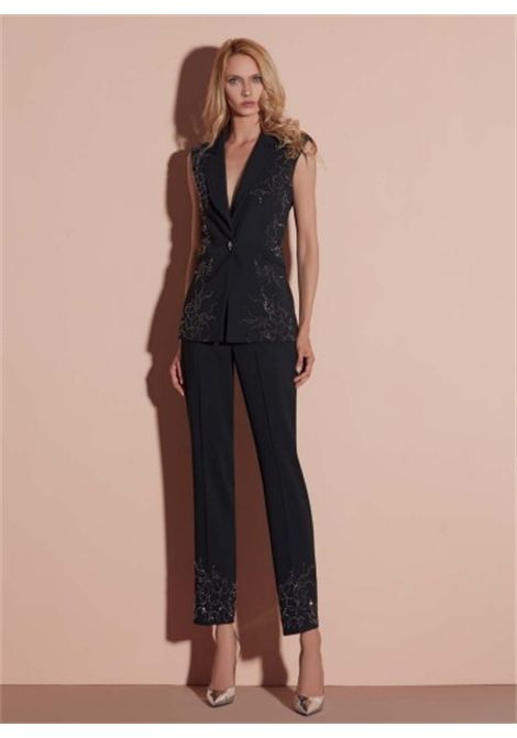 Black Pants with Silver Embroidery GAI MATTIOLO | Trousers | LT465NERO